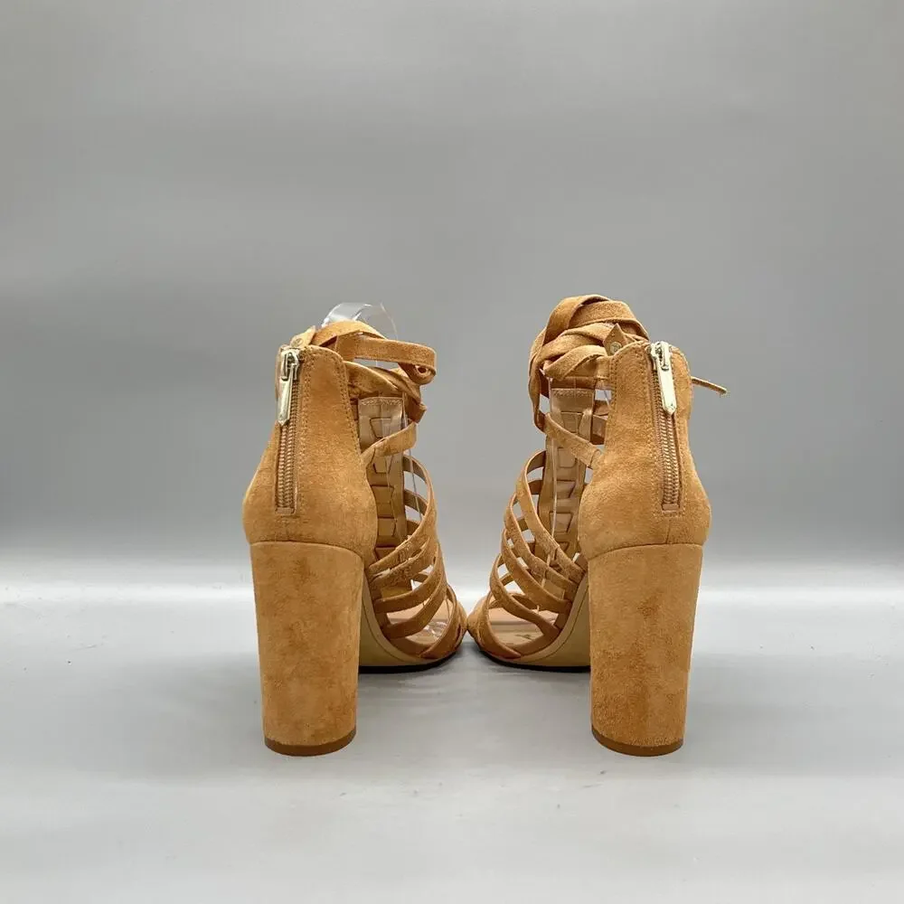 Sam Edelman Sandals Womens 8 Brown Suede Strappy Block Heel Yarina Shoes